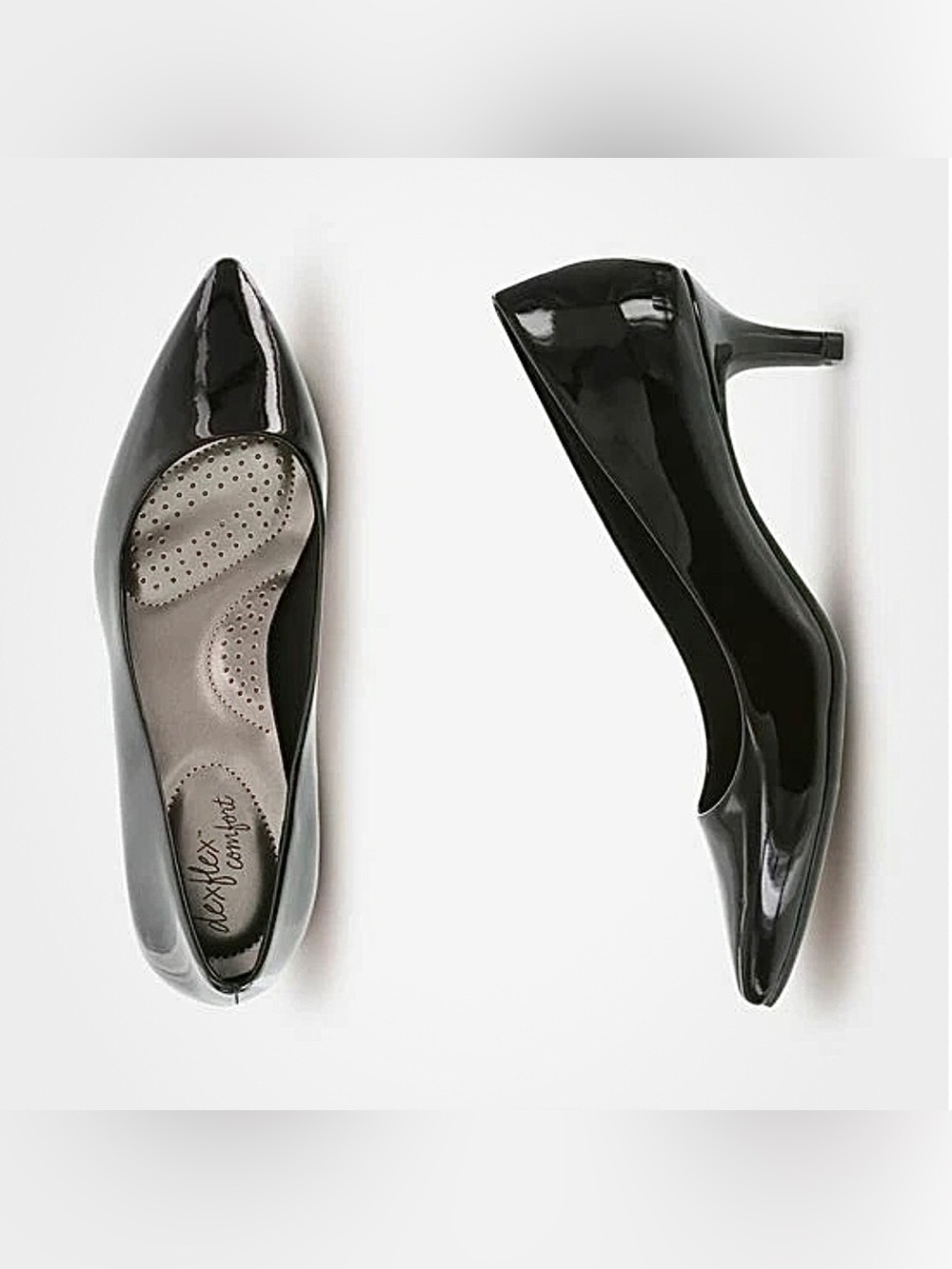 Dexflex Comfort Jeanne Black Patent Leather Kitten Heel Pumps Women’s Sz 10 EUC